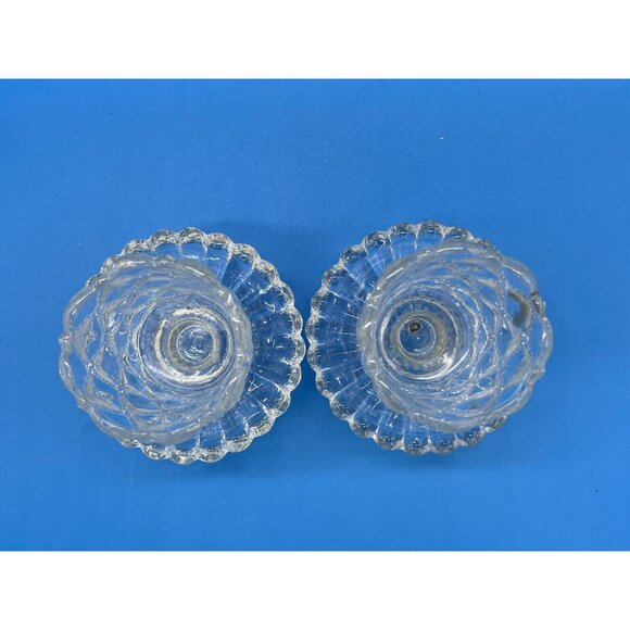 Vintage Crystal Glass Candle Holders Scalloped Pedestal Design Elegant Home Deco - Picture 4 of 6